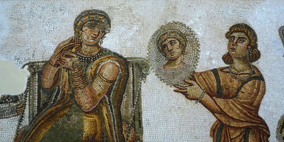 Rzymska mozaika z postaciami w Muzeum Bardo