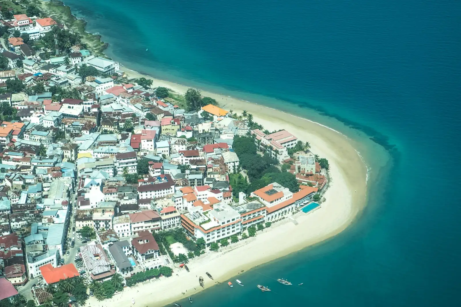 Stone Town na Zanzibarze z lotu ptaka